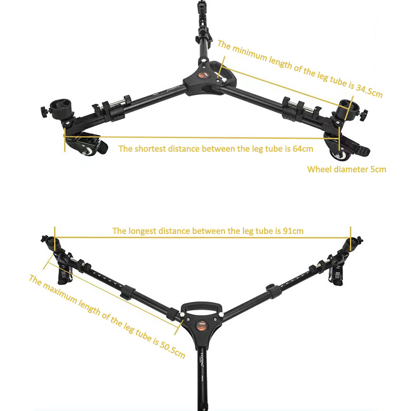 YUNTENG 900L Universal Folding 3 Wheels Pulley DV Camera Photography Tripod Base Stand YUNTENG 900L Universal Folding 3 Wheels Pulley DV Camera Photography Tripod Base Stand